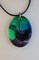 Handmade Black, Green, Blue, and Red Oval Pendant Necklace or Keychain product 1